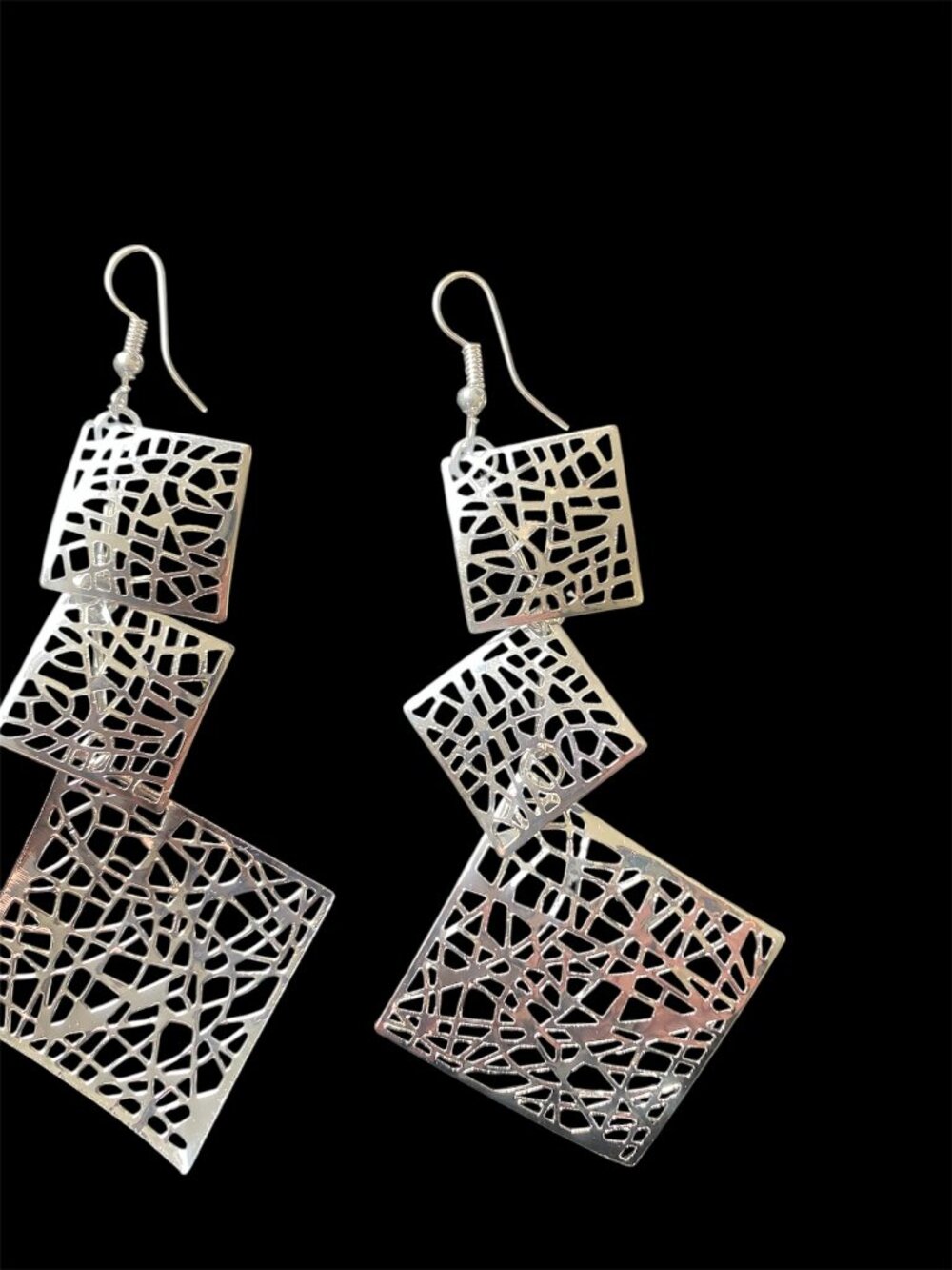 Statement earrings silver tone